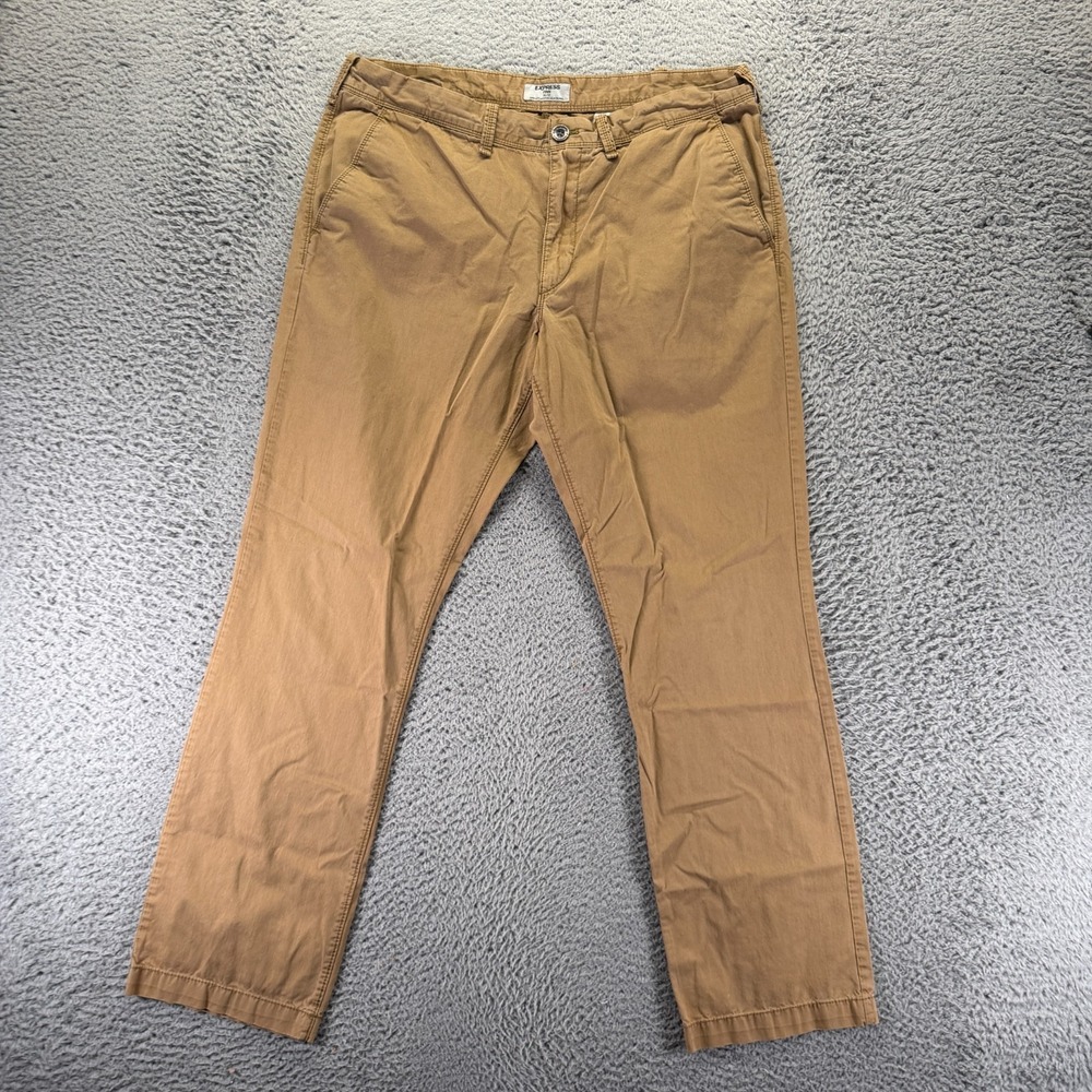 Express‎ Finn Pant Mens 36x32 Brown Cotton Chino Straight Business Career Office